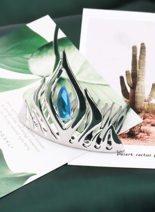 FAADBUK Princess Crown Hairpin Fairytale Gift Cosplay Jewelry Blue Princess Hairpin (Silver Crown) (Silver Crown) - Image 2